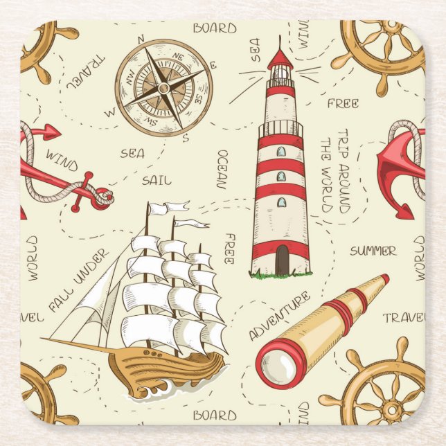 Dessous-de-verre Carré En Papier Scène océanique (Devant)