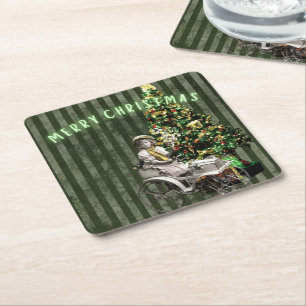 Dessous-de-verre Carré En Papier Scène vintage de vacances pour les filles et les a