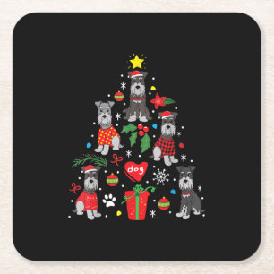 Dessous-de-verre Carré En Papier Schnauzer Arbre de Noël Ornement Drôle chien anima