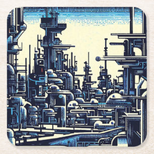 Dessous-de-verre Carré En Papier Sciage urbain futuriste SF 4