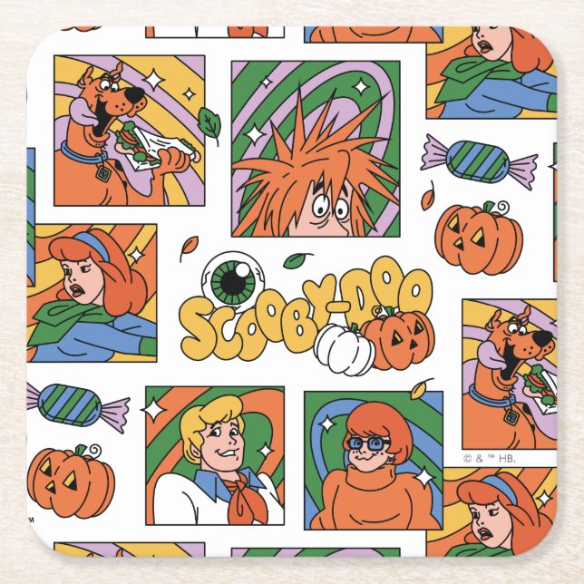 Dessous-de-verre Carré En Papier Scooby-Doo Halloween Photos Pattern (Devant)