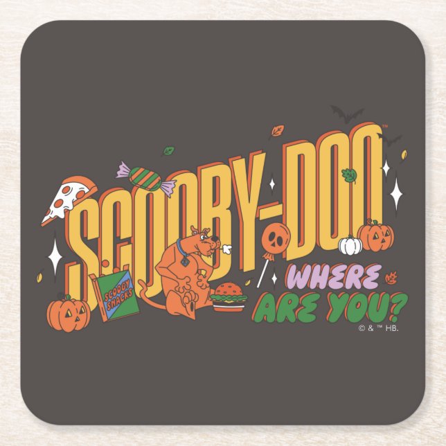 Dessous-de-verre Carré En Papier Scooby-Doo Halloween Snack Logo (Devant)