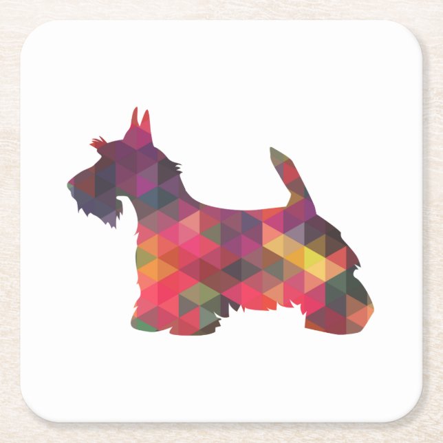 Dessous-de-verre Carré En Papier Scottie Chien race Geo Silhouette Multi (Devant)