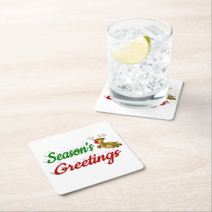 Dessous-de-verre Carré En Papier Script de Noël de Flying Reindeer Joyeuses Fêtes