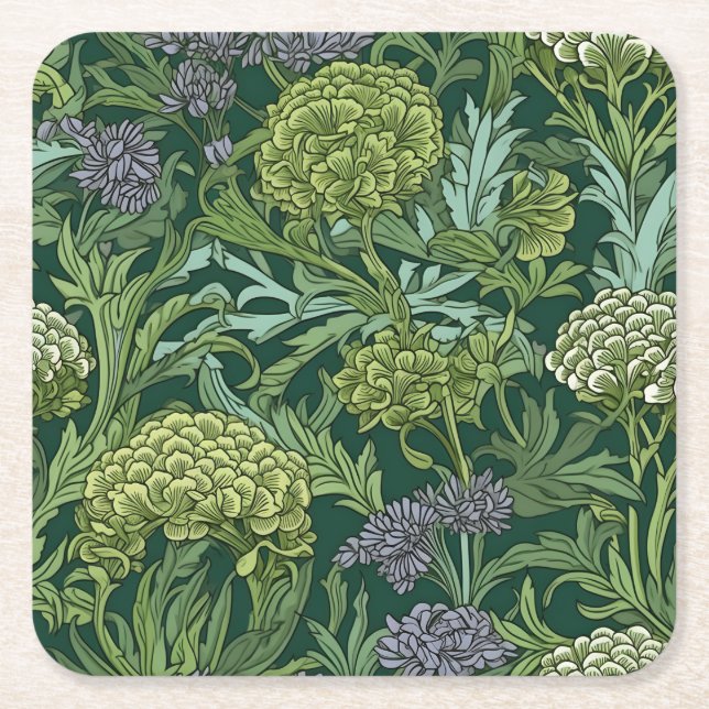 Dessous-de-verre Carré En Papier Seamless William Morris style floral pattern (Devant)