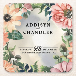 Dessous-de-verre Carré En Papier Serene Garden Wreath : Pastel Floral Elegance