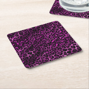Dessous-de-verre Carré En Papier Série Purple and Gold Leopard Design 3