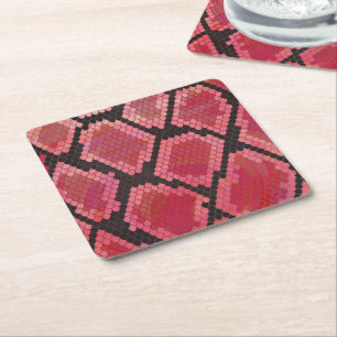 Dessous-de-verre Carré En Papier Serpent noir et rouge