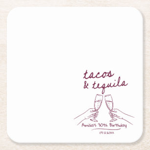 Dessous-de-verre Carré En Papier Serviettes d'anniversaire personnalisées Tacos et 
