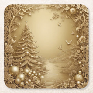 Dessous-de-verre Carré En Papier Serviettes de Noël Luxueuses Tout en Or