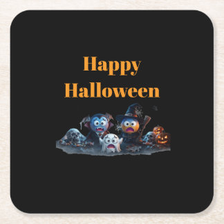 Dessous-de-verre Carré En Papier Serviettes en emoji de Joyeux Halloween.
