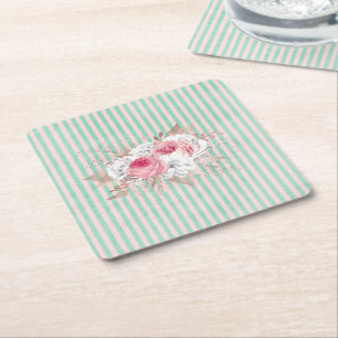 Dessous-de-verre Carré En Papier Shabby Chic Bouquet Rose raypes