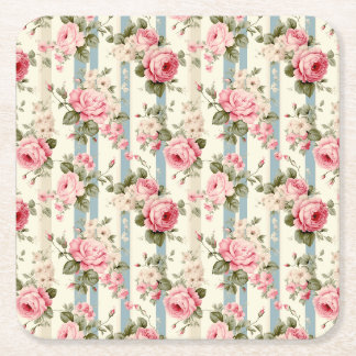 Dessous-de-verre Carré En Papier Shabby Chic Roses Vintages