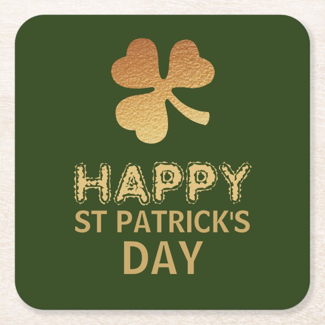 Dessous-de-verre Carré En Papier Shamrock Gold Foil, Saint Patrick's Day (Devant)