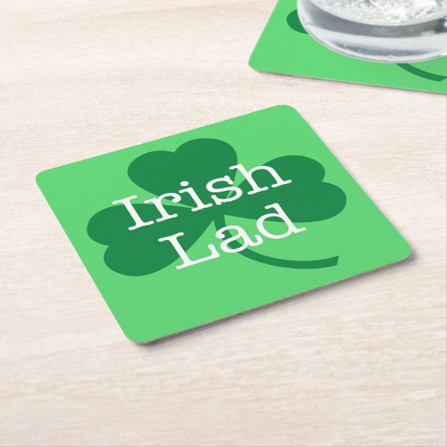 Dessous-de-verre Carré En Papier Shamrock irlandais Lad Green St. Patrick's Day Par (Incliné)