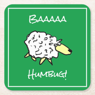 Dessous-de-verre Carré En Papier Sheep dit Baaaa Humbug - Noël