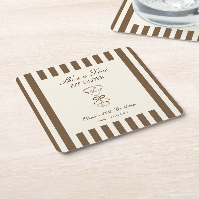 Dessous-de-verre Carré En Papier She's A Tini Bit Older Coffee Martini Birthday (Incliné)