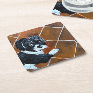 Dessous-de-verre Carré En Papier Shih Tzu sur la peinture de terrasse par Alfred Fo