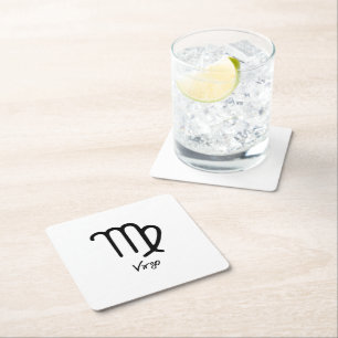 Dessous-de-verre Carré En Papier Signe du zodiaque Vierge sur fond blanc