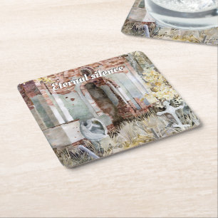 Dessous-de-verre Carré En Papier Silence éternel dans le cimetière