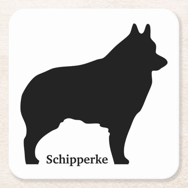 Dessous-de-verre Carré En Papier Silhouette de chien de Schipperke (Devant)