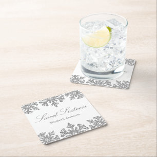 Dessous-de-verre Carré En Papier Silver Snowflake Winter Sweet 16