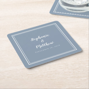 Dessous-de-verre Carré En Papier Simple Bleu Poussiéreux Mariage Moderne Minimalist
