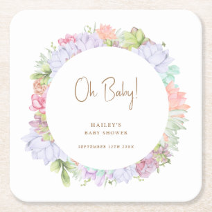 Dessous-de-verre Carré En Papier Simple Boho Cactus Désert Oh Baby shower