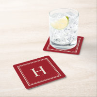 Simple Classique Rouge Canneberge avec Monogramme
