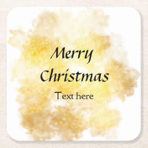 Dessous-de-verre Carré En Papier Simple doré ajoutez votre texte joyeux Noël person