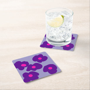 Dessous-de-verre Carré En Papier Simple élégant personnalisé ajoutez votre nom marb