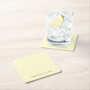 Dessous-de-verre Carré En Papier Simple Mariage Moderne Personnalisé Jaune
