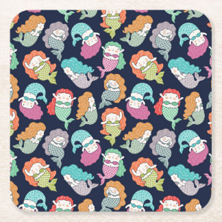 Dessous-de-verre Carré En Papier Sirènes : motif sans soudure fantaisiste.