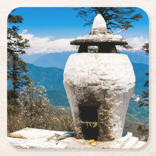 Dessous-de-verre Carré En Papier Site de culte bouddhiste (Devant)