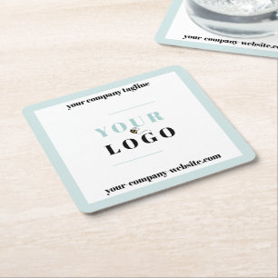 Dessous-de-verre Carré En Papier Site Web du logo de l'entreprise et bordure couleu