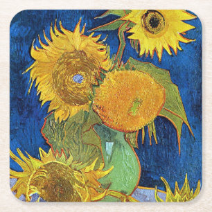 Dessous-de-verre Carré En Papier Six tournesols, Van Gogh
