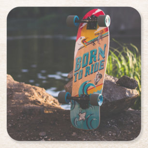 Dessous-de-verre Carré En Papier Skateboard Né À Ride