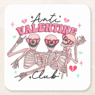 Dessous-de-verre Carré En Papier Skeletons de la Journée anti-Valentines