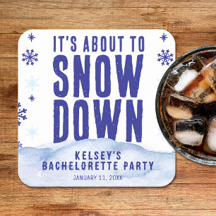 Dessous-de-verre Carré En Papier Ski d'hiver Snow Snowflake Bachelorette
