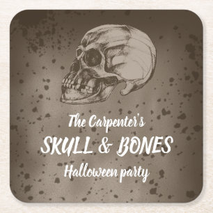Dessous-de-verre Carré En Papier Skull & Bones Halloween
