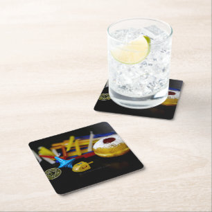 Dessous-de-verre Carré En Papier SlipperyJoe Hanukkah nature morte symbolique fête