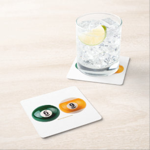 Dessous-de-verre Carré En Papier SlipperyJoe's 69 table de billard dur deux billiar