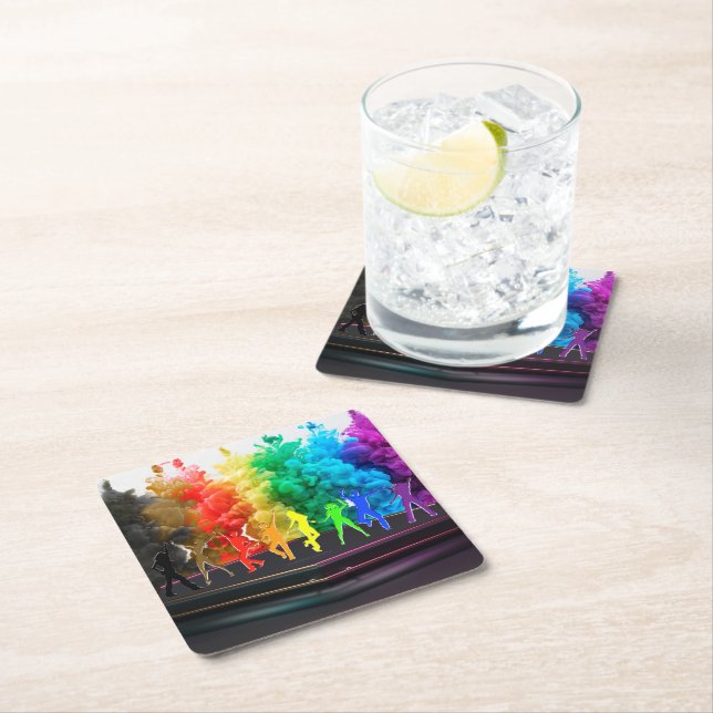 Dessous-de-verre Carré En Papier SlipperyJoe's Dancing Pride Shadows cadeaux gay ar (En situation)