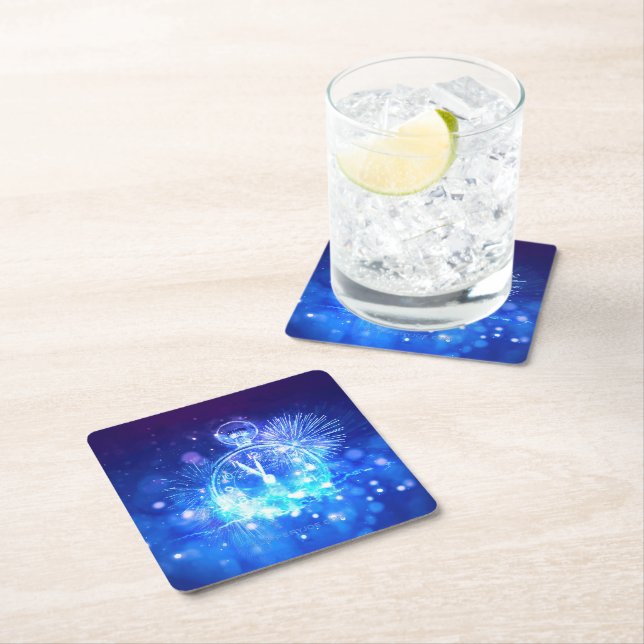 Dessous-de-verre Carré En Papier SlipperyJoe's electric thrill New Year’s Eve clock (En situation)