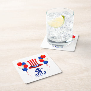 Dessous-de-verre Carré En Papier SlipperyJoe's fête d'indépendance du 4 juillet cla