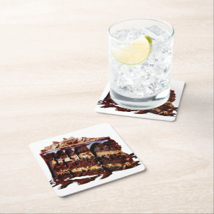 Dessous-de-verre Carré En Papier SlipperyLa décadence de gâteau au chocolat pur de