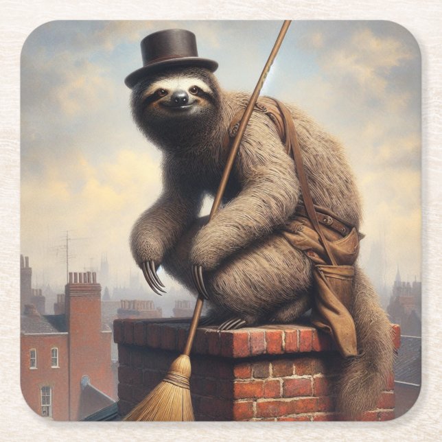 Dessous-de-verre Carré En Papier Sloth Chimney Sweep (Devant)