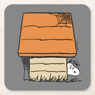 Dessous-de-verre Carré En Papier Snoopy Halloween Spider Web Doghouse