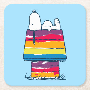 Dessous-de-verre Carré En Papier Snoopy   Rainbow Dog House