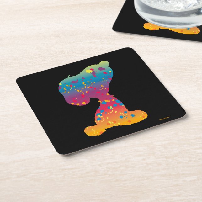 Dessous-de-verre Carré En Papier Snoopy Rainbow Graffiti Silhouette (Incliné)